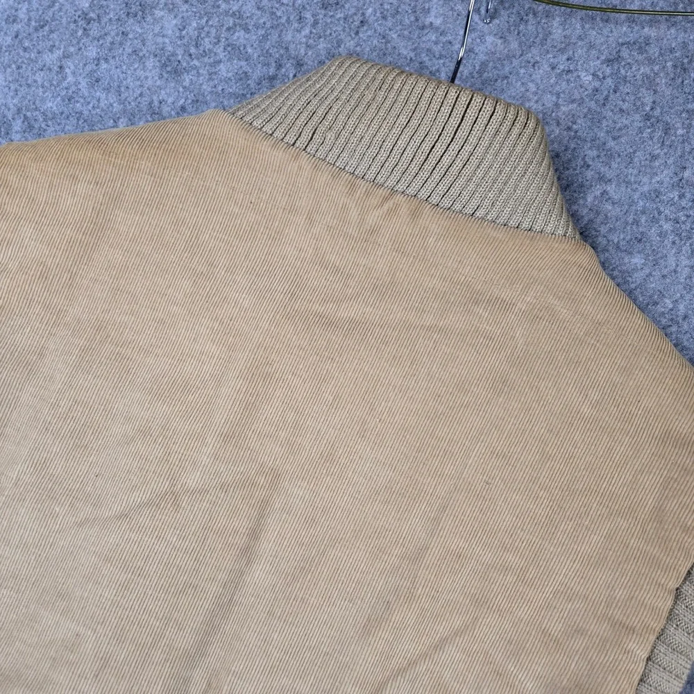 Vtg 70s Country Touch Corduroy Vest Mens L Tan Quilted Trim Workwear Western
